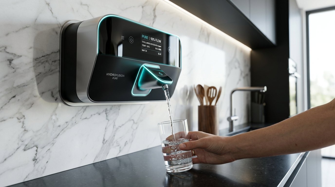 Aquadrop Smart Water Purifier in Luxury Modern Kitchen